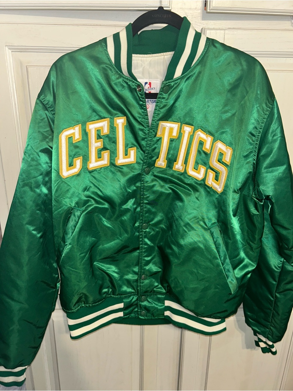 Vintage 80’s Boston Celtics Satin Starter Jacket Green Men’s Lg